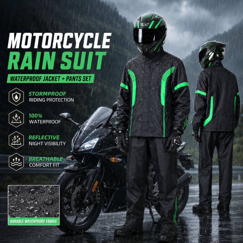 Fishing Rain Suit - Wodoodporny kombinezon motocyklowy: kurtka + spodnie,